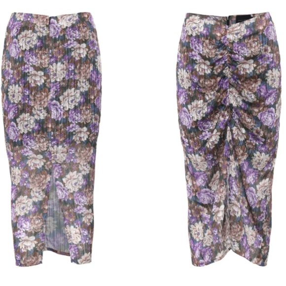 NWT Birgitte Herskind Alexis Ruched Floral Midi Skirt Women's Size 10 - Picture 12 of 12